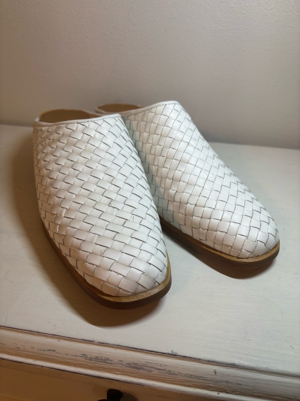 Selby White Woven Slip-On Mule Clogs